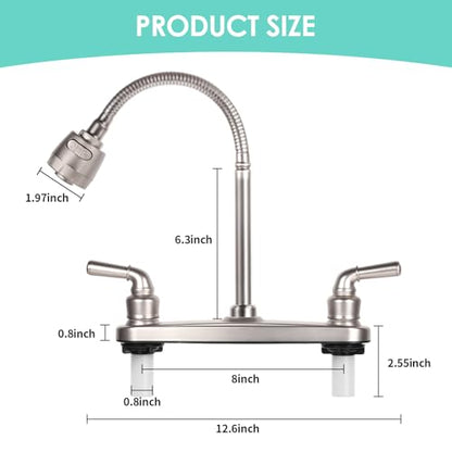 RV Kitchen Faucet Non-Metallic, Flexible Spout for Campers, Motorhomes, Travel Trailers (Brushed Nickled) - color: Brushed Nickled