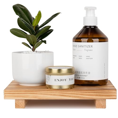 Bathroom Tray Wood Riser Kitchen Decor Soap Holder, 9" x 6" Brown | Waterproof, Easy Clean, Wooden Pedestal Stand Accessories for Office Desk, Bathroom, Vanity, Counter, Sink - color: Brown, size: 9" x 6" x 1.6"