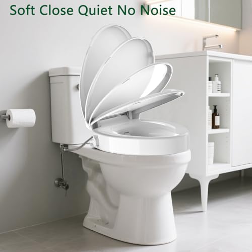 Aünsffer Raised Toilet Seat Bidet 2.91in, Elongated Bidet Toilet Seat, 3 Wash Mode, Soft Close & Quick Release, no Electric, Adjustable Anti-Slip Pad, Home/Commercial Use for Senior, 18.5inch, White