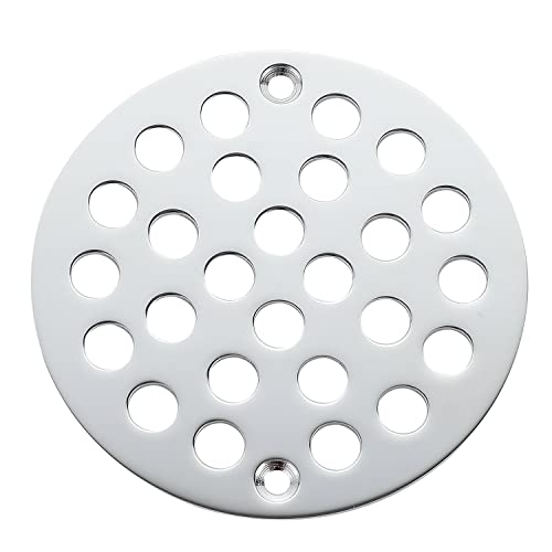 Round 4 Inch Screw-in Floor Drain Cover Replacement Shower Drainer Grate with Screws Chrome - color: Chrome