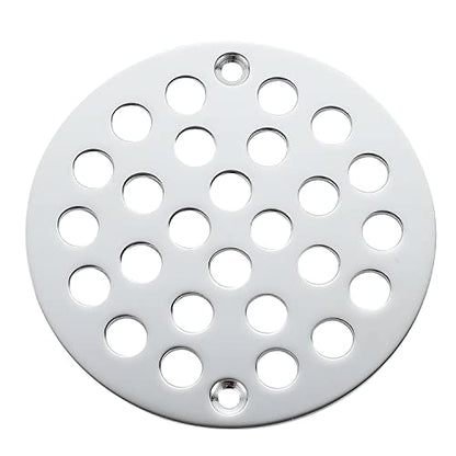 Round 4 Inch Screw-in Floor Drain Cover Replacement Shower Drainer Grate with Screws Chrome - color: Chrome