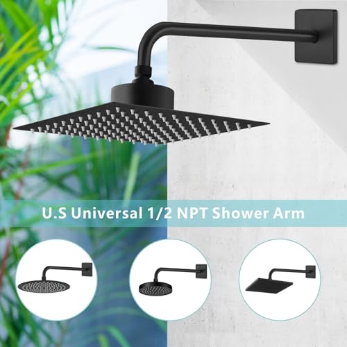 Shower Arm with 3.5" Flange, 15 Inch Wall Mount Replacement Shower Head Arm For Fixed Shower Heads and Handheld Showerhead, Matte Black - color: Matte Black, style: 15 Inch
