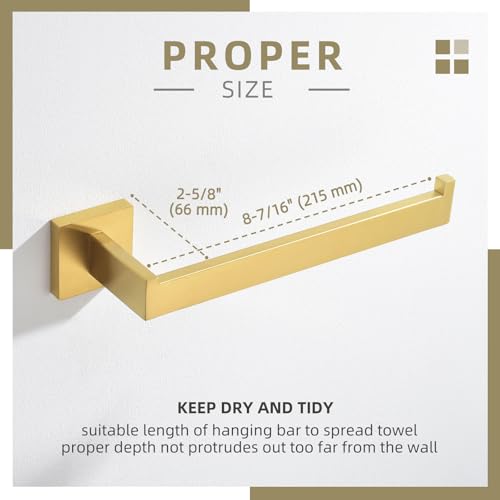 Angle Simple Towel Holder Brushed Dark Gold, Bathroom Towel Rack 10.24-in | Deep Gold Tone, SUS304 Stainless Steel, Open Arm Dishcloth Washcloth Hanger Bar for Kitchen Shower Vanity Sink - color: Brushed Dark Gold