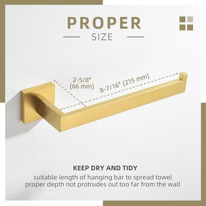 Angle Simple Towel Holder Brushed Dark Gold, Bathroom Towel Rack 10.24-in | Deep Gold Tone, SUS304 Stainless Steel, Open Arm Dishcloth Washcloth Hanger Bar for Kitchen Shower Vanity Sink - color: Brushed Dark Gold