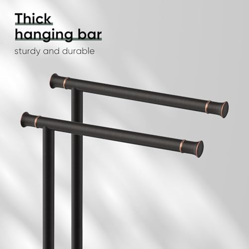 Hoimpro Hand Towel Holder Stand Bathroom Towel Bar Rack Countertop Bronze | Free Standing Towel Hanger Ring for Bathroom Kitchen Vanity Counter,13 Inch, Stainless Steel, Bath Accessories , Oil Rubber - color: Oil Rubbed Bronze