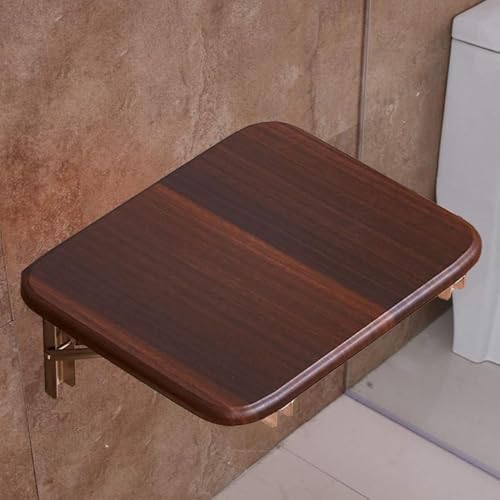 Folding Wall-Mounted Shoe Changing Stool, High-End Entrance Hall Foyer Chair, Invisible Household Folding Stool (Brown) - color: Brown