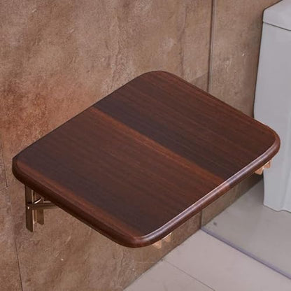 Folding Wall-Mounted Shoe Changing Stool, High-End Entrance Hall Foyer Chair, Invisible Household Folding Stool (Brown) - color: Brown