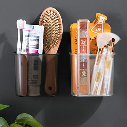 2 Packs Toothbrush Holders Wall Mounted, Self Adhesive Tooth Brush Holder for Bathroom Electric Toothbrush Toothpaste Razor Holder Bathroom Accessories(Clear) - color: Clear