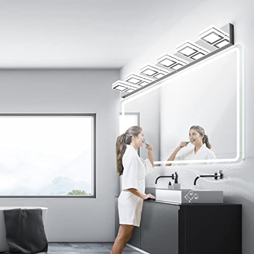 Ralbay Modern 6 Light Vanity Light Chrome Bathroom Vanity Lighting Fixtures Over Mirror Acrylic Up and Down Chrome Bathroom Wall Mounted Lights - color: Chrome, size: 6 Light