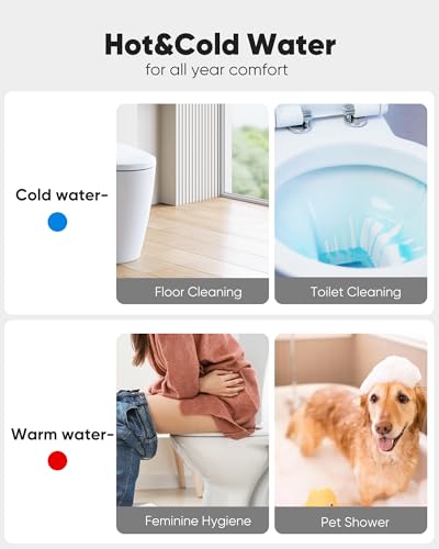 Arofa Hot and Cold Bidet Sprayer for Toilet, Warm Water Bidet Attachment | Hot & Cold Control, Adjustable Water Flow, 7/8" Brass T-valve, Fits Two-Piece Toilets, Feminine/Baby/Pet Wash, Easy Install - color: Stainless Steel(Hot&Cold), size: 1 Pack