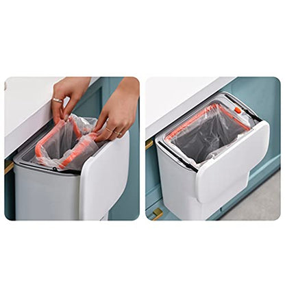 Hanging Trash Bin Wall Mounted Waste Bin Gargabe Waste Can for Bathroom Kitchen (White) - color: White