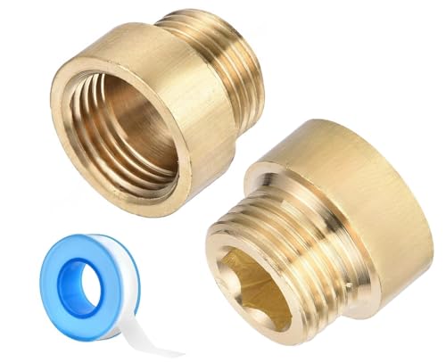 Shower Head Extension Arm, 2 Pack Brass G1/2 Male to G1/2 Female Thread 20mm Length Pipe Fitting Coupler Copper Shower Head Extender with 8M PTFE Pipe Sealant Tape - style: 20mm