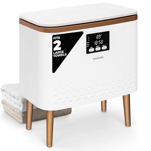 SereneLife Towel Warmer Bucket | Large Blanket Warmer with 20L Stainless Steel Tub & Single Touch Control for Home, Hotel & Spa Use | Adjustable Temp 90 to 140°F | Fits 2 Bath Towels or Robes | Gold - color: Gold