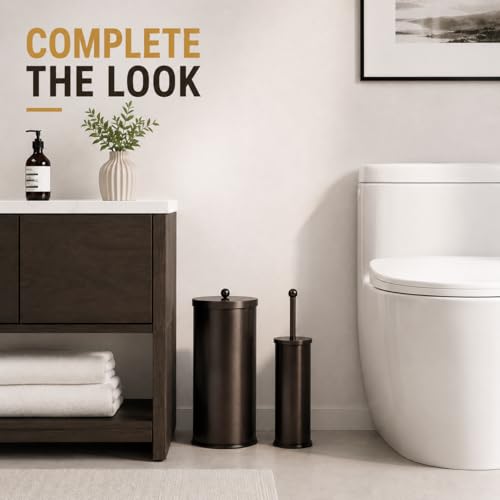 [2023 Upgraded Version] HUJI Rust Resistant Stainless Steel Toilet Paper Roll Canister Holder w/Removable Base for Bathroom Storage (1 Pack, Toilet Paper Canister) (Bronze) - color: Bronze