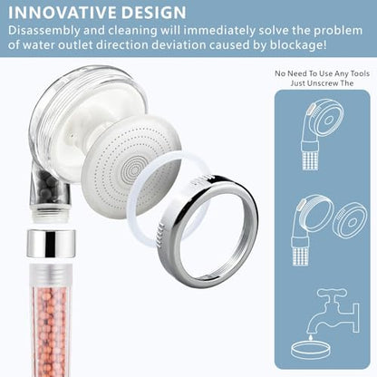Filtered Handheld Shower Head - High Pressure 3 Spray Setting Showerhead Filter For Hard Water - For Dry Skin & Hair - style: A - Handheld Shower