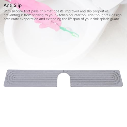 Quick Dry Porous Diatomite Faucet Mat for Kitchen Bathroom Countertop Protector with Non-Slip Feet, 23.6x3.9 Inches (Dark Grey) - color: Dark Grey