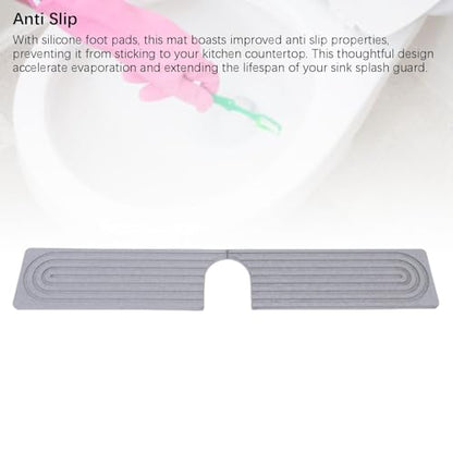 Quick Dry Porous Diatomite Faucet Mat for Kitchen Bathroom Countertop Protector with Non-Slip Feet, 23.6x3.9 Inches (Dark Grey) - color: Dark Grey