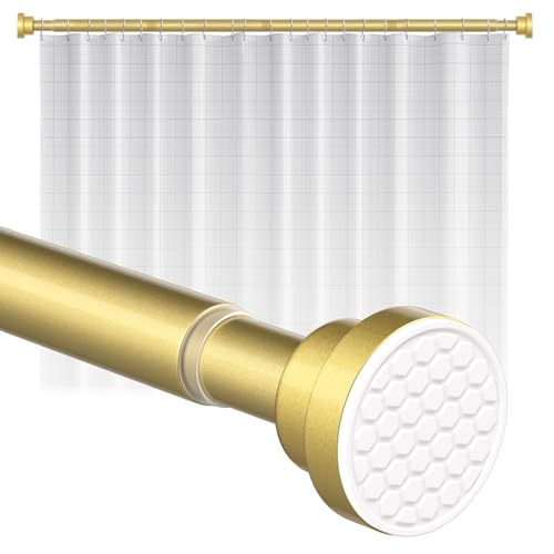 Shower Curtain Rod 45-77 Inch Gold Shower Rod Tension Rod Adjustable | Curtain Rod No Drilling Tension Curtain Rod Shower Rods for Bathroom Tension Shower Curtain Rod - color: Gold, size: 45" to 77"-1Pcs