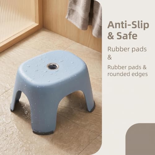 Plastic Bath Step Stool, ABS Shower Stool with Non-Slip Base for Bathroom, Kitchen, Home, Blue - color: Blue