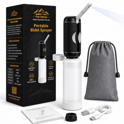 Travel Bidet, Portable Bidet Sprayer ONE NATURE 500mL/m IPX6 Waterproof Electric High Pressure Handheld Bidet Sprayer USB-C Rechargeable for Women Men Baby Bidet Peri Bottle Postpartum Clean (Black) - color: Black