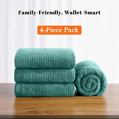 Bath Towels Set of 4 Extra Large 35 x 70 Inches,Luxury Thick High Absorbent and Quick Dry Bath Sheet,Ultra Soft Microfiber,Bathroom,Beach,Yoga,Sport,SPA,Fitness (Teal Green) - color: Teal Green, style: 4 Piece Bath Towels