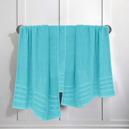 Feather & Stitch 100% Cotton 625 GSM Bath Towel Set of 6, Ultra Soft Highly Absorbent 2 Bath Towels, 2 Hand Towels & 2 Washcloth - Luxury Quick Dry Shower Towels (Aqua) - color: Aqua
