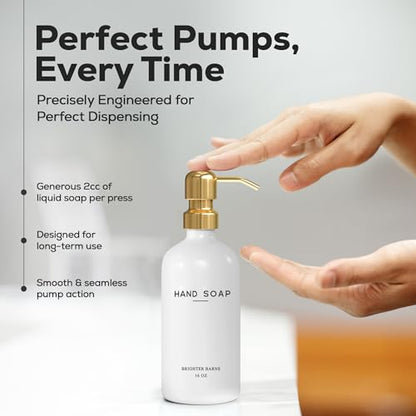 Luxury Glass Hand and Dish Soap Dispenser Set by Brighter Barns - Kitchen Soap Dispenser Set & Stainless Steel Pump - Glass Bottle for Sink - White and Gold Kitchen Accessories for Airbnb, Gift (Gold) - color: Gold Hd