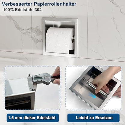 Neodrain 304 Stainless Steel Recessed in Wall Toilet Paper Holder | Rustproof,Durable construction, Space-saving, In-Wall toilet paper Holder for Bathroom & RV - color: Sliver, size: 6X6In