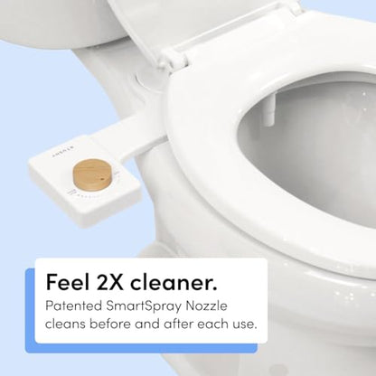 TUSHY Fresh Ultra-Slim Starter Bidet Attachment, Brushed Brass | Non-Electric, Cool Water Rear Wash, Adjustable Pressure, Self-Cleaning, Fits Elongated and Round Toilets, 10 Minute Install - color: Brushed Brass Knob, style: Single Nozzle