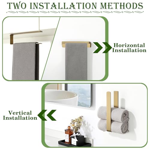 Alise Hand Towel Holder Self Adhesive Towel Bar for Bathroom,Gold | Towel Hanger for Bathroom,SUS304 Stainless Steel Towel Rack for Kitchen Under Sink Cabinet Wash Basin Side,No Drilling - color: Brushed Gold