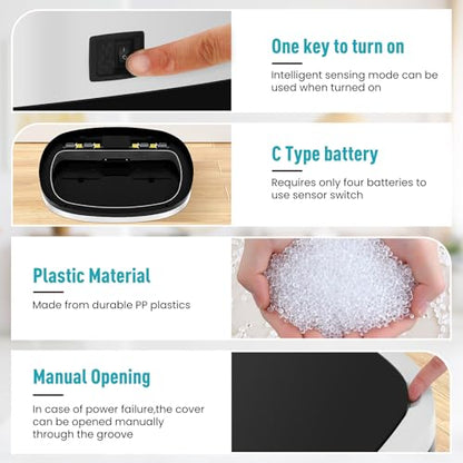 13 Gallon Automatic Kitchen Trash Can with Lid, Touchless Motion Sensor Garbage Can - Hygienic, Odor Control, Waterproof Waste Bin for Kitchen Bathroom Bedroom Office (50L), PP Plastic, White - color: White