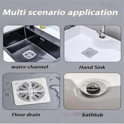 Disposable Shower Drain Hair Catcher Mesh Stickers, 10 Count | Bathroom Sink and Tub Drain Strainers, Stainless Steel Hair Catcher, Fits Dishwashing Sink, Fits Bathroom