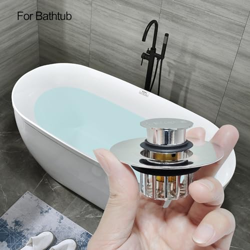 LEKEYE Tub Stopper | Shower Drain Hair Catcher | Pop-up Drain Stopper with Strainer | Bathroom Bathtub Plug | Drain Protector for 1-1/2 to 1-3/4" Bath Drain Hole - color: Silver