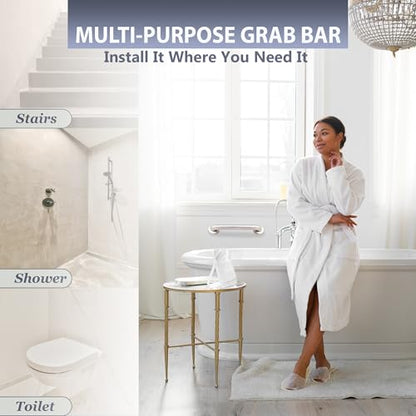 Grab Bar for Bathtub Shower - 1.5" Dia. / Stairs Bed Toilet Bathroom / Stand Assist & Safety Handrail / 304 Stainless Steel / Smooth Grip / 12" - color: Stainless Steel, size: 12 in. Smooth Grip