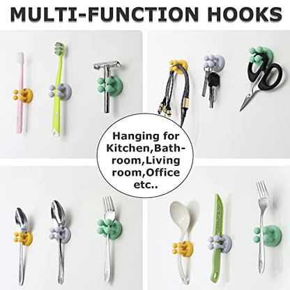 4 pcs Silicone Toothbrush Holder Multi-Function Hook Waterproof self Adhesive Single Toothbrush Hook Plug Holder for Wall for Hanging Bathroom Kitchen Living Room Office - color: Black