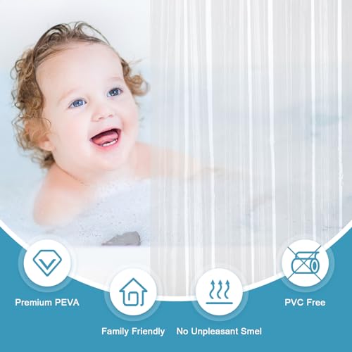 EurCross72 x 88 inch Long Shower Curtain Liner with 5 Magnets,Heavy & Clear | 88 inch Long Length PEVA Plastic Shower Curtain for Bathroom, See Through, Flexibility & PVC Free - color: Clear, size: 72"W x 88"L (Pack of 1)