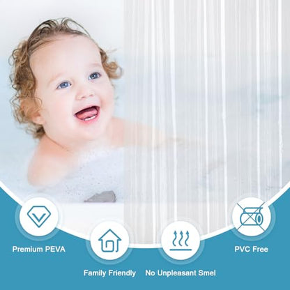 EurCross72 x 88 inch Long Shower Curtain Liner with 5 Magnets,Heavy & Clear | 88 inch Long Length PEVA Plastic Shower Curtain for Bathroom, See Through, Flexibility & PVC Free - color: Clear, size: 72"W x 88"L (Pack of 1)