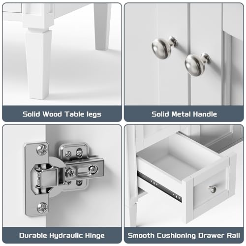 36" Bathroom Vanity with Sink, Solid Wood Frame Modern Bathroom Vanity, Bathroom Single Sink Cabinet with Charging Station, White - color: White, size: 36 inch