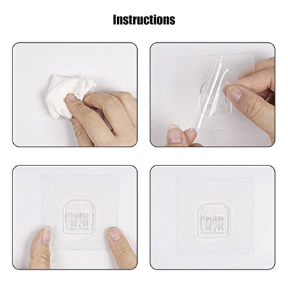 Adhesive Corner Shower Caddy Hook,Multipurpose Iron Shelf Holder;Bathroom Basket Support;Wall Sticker,Kitchen Storage Rack Hanger,No Drilling/Strong Bearing Capacity/Transparent(8pcs+4pcs)