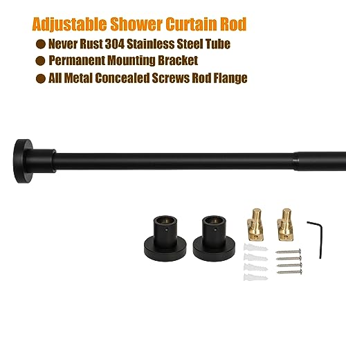 Heavy Duty Shower Rod, Adjustable Shower Curtain Rod, Expandable 47-84 Inch, Permanent Mount Shower Rod, Never Rust Stainless Steel For Window Curtain and Closet, Matte Black - color: Matte Black