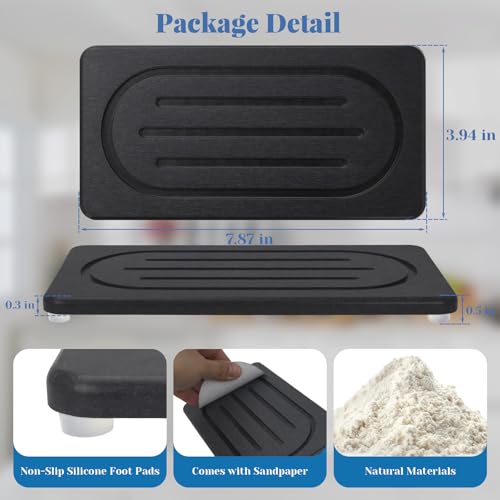 Water Absorbing Stone Trays for Bathroom Sink Kitchen Counter, Quick Dry Dish Soap Dispenser Sponge Holder for Hand Soaps Plants Toiletries, Stain Resistance Countertop Fast Drying Counter Trays - color: Dark Gray