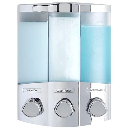 Better Living Products 76344-1 Euro Series TRIO 3-Chamber Soap and Shower Dispenser, Chrome - color: Chrome, size: 3-Chamber