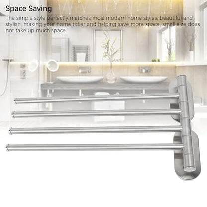 Swivel Towel Rack,Bath Towel Holder Swing Out 304 Stainless Steel 2 Or 4 Bar Folding Arm Bathroom Handtowel Rack Hanger for Kitchen (4 Arm) - color: 4 Arm