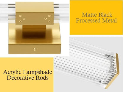 Ralbay 24inch Gold Bathroom Vanity Light Bar 22W Modern LED Vanity Lights Gold Bathroom Wall Mounted Light Fixtures Over Mirror(5500K White Light) - color: Gold, size: 24 inch
