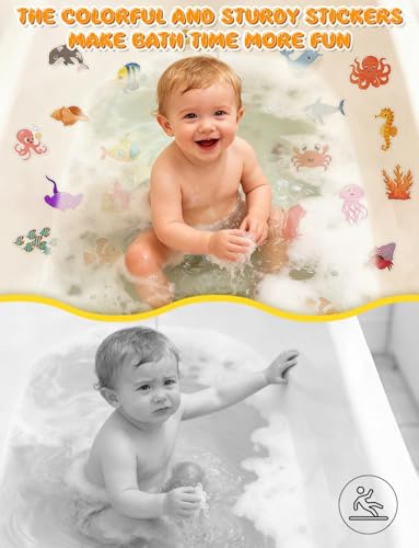 26Pcs Non Slip Bathtub Stickers, Cute Ocean Creature Stickers with Scraper | Anti Slip Bath Tub Shower Decal with Adhesive Back for Bathroom, Shower Stairs - color: Ocean Creature, size: 26Pcs