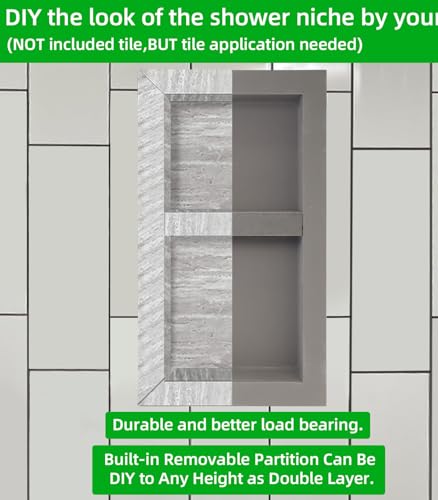 Tile Ready Shower Niche 24"x12" Niche for Shower Wall, Recessed Showers Niches Box Shelf for Bathroom Storage/Remodel,Waterproof and Ready-to-Tile,Outer Size 16"x28",Depth 4” - size: Inner 12"x24"/Outer 16"x28"