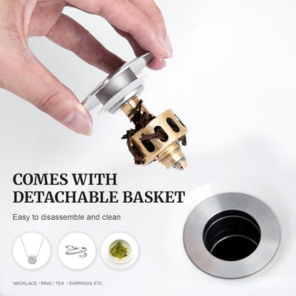 Pop up Sink Drain Stopper Without Overflow Brushed Nickel for Bathroom Vessel Vanity Sink Art Basin, Big Cap Sink Drain Without Overflow, Metal Pop-up Drain Strainer with Detachable Basket Stopper - color: Brushed Nickel, style: without overflow