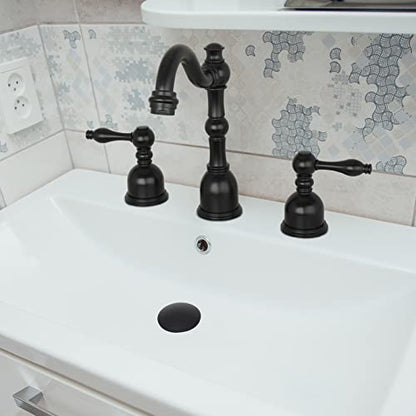Matte Black Push Button Bathroom Sink Drain Stop & Pop Lavatory Stopper with Overflow Bathroom Basin - color: Matte Black, style: With Overflow