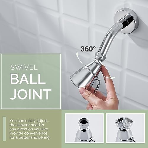 Angle Simple Shower Head High Pressure, Brass Shower Sprayer G 1/2, Chrome | High Flow Rinsing, Swivel Joint to Change Position, Adjustable Lever for Gentle Stream, Use in Bathroom or Outdoor - color: Chrome