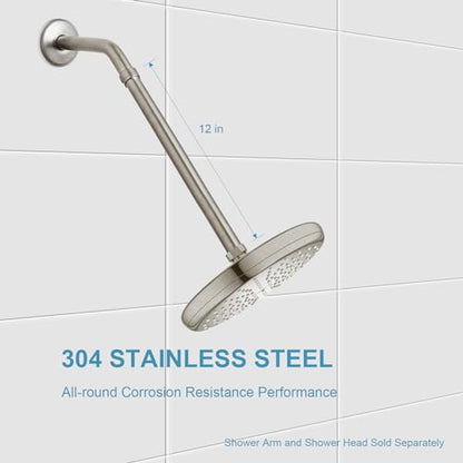 OFFO Shower Head Extension Arm, Brushed Nickel 12 in Shower Arm Extension Shower Head Extender Made of 304 Stainless Steel Shower Pipe Extension - color: Brushed Nickel, style: 12 in